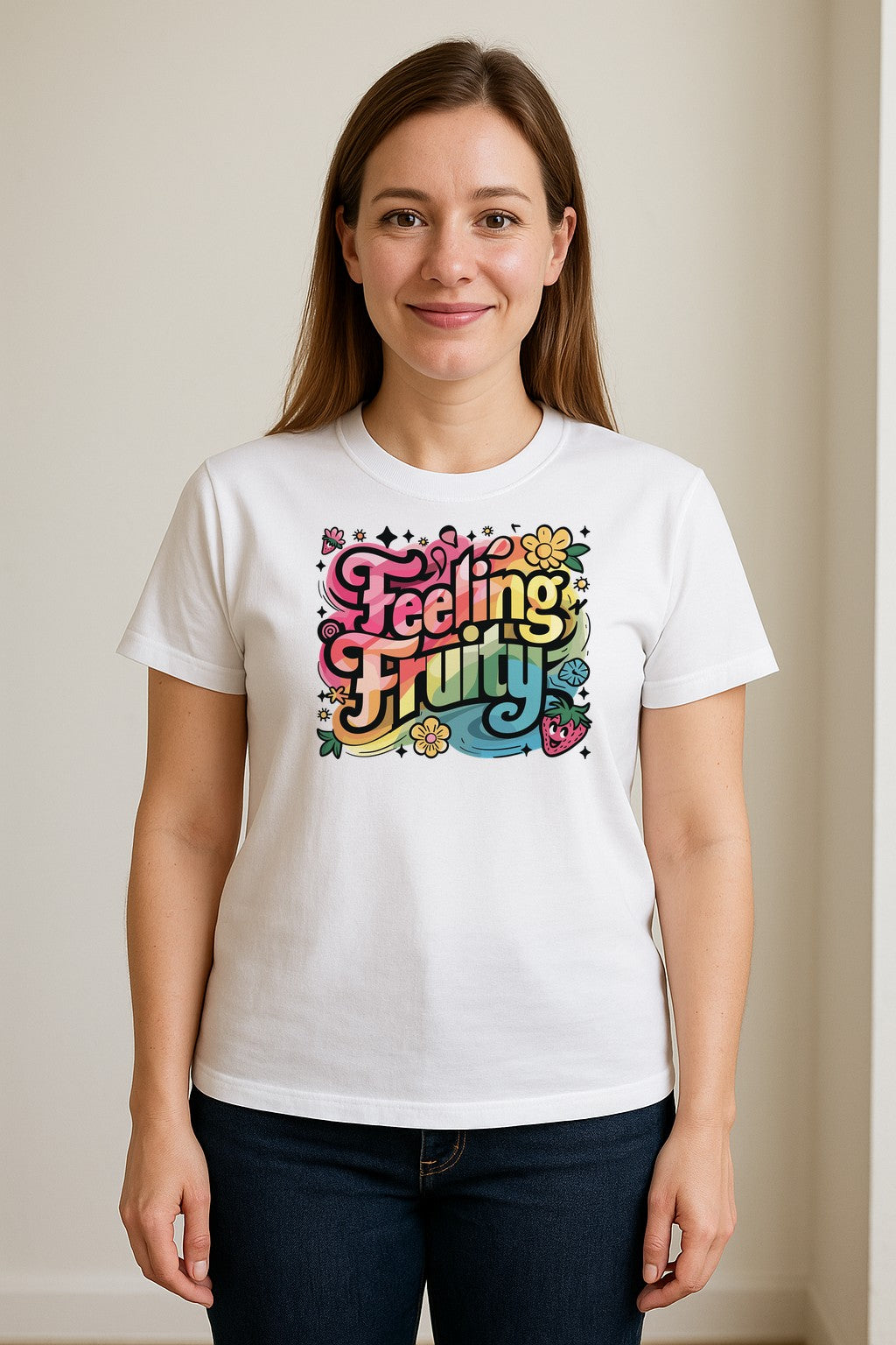 Feeling Fruity Pride T-Shirt, Retro Floral Rainbow Graphic for LGBTQ Community Celebrations