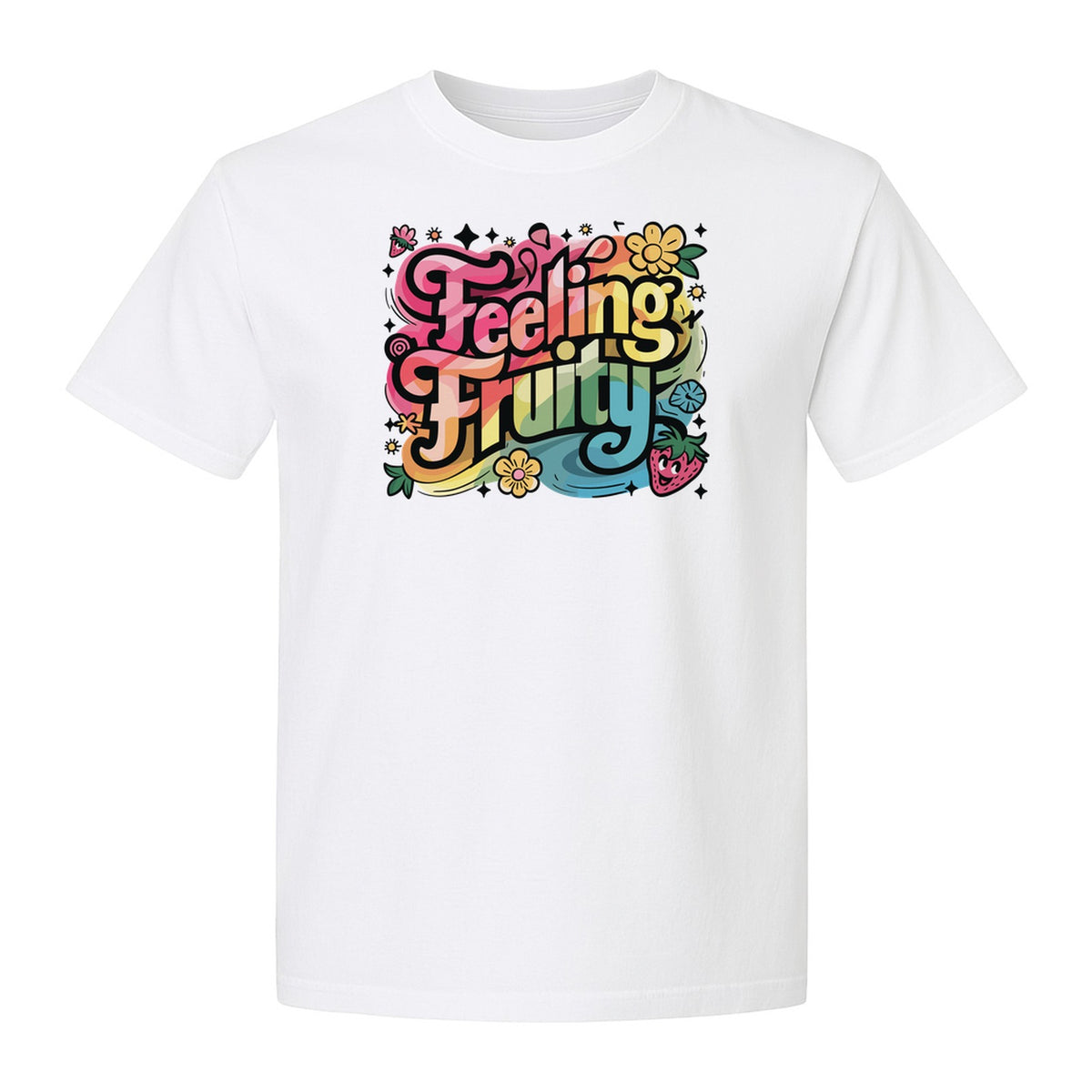 Feeling Fruity Pride T-Shirt, Retro Floral Rainbow Graphic for LGBTQ Community Celebrations
