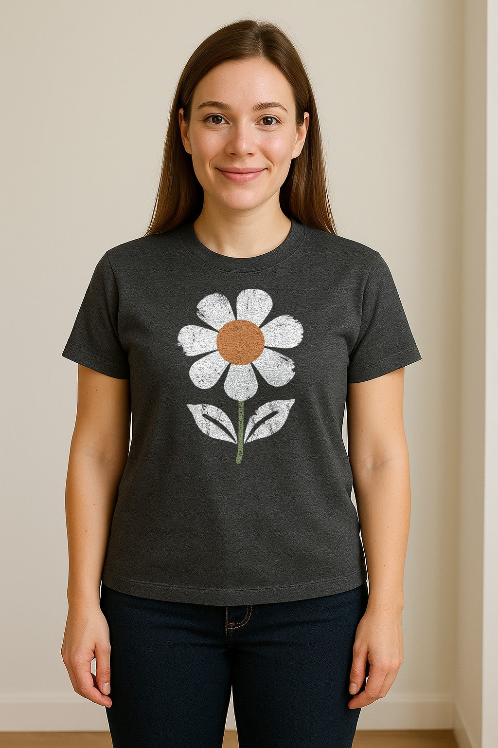Flower T-Shirt, Distressed White Daisy Botanical Graphic Tee for Plant Lovers and Garden Gifts