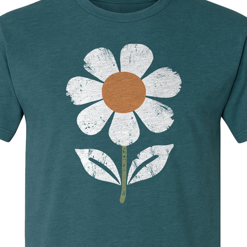 Flower T-Shirt, Distressed White Daisy Botanical Graphic Tee for Plant Lovers and Garden Gifts