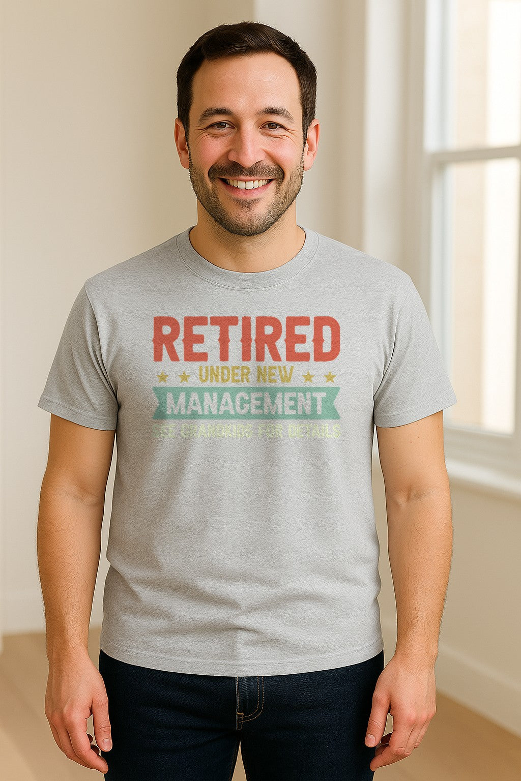 Grandpa T-Shirt, Retired Under New Management Design for Father's Day and Grandfather Gifts