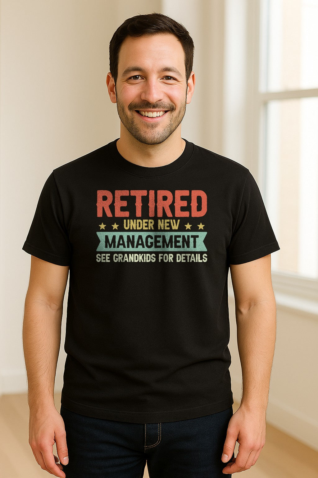 Grandpa T-Shirt, Retired Under New Management Design for Father's Day and Grandfather Gifts
