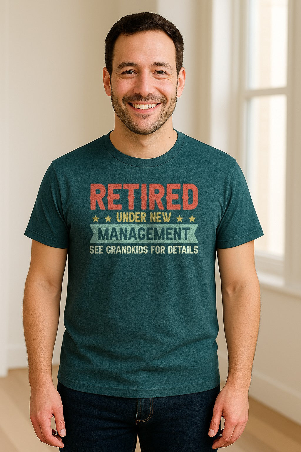 Grandpa T-Shirt, Retired Under New Management Design for Father's Day and Grandfather Gifts