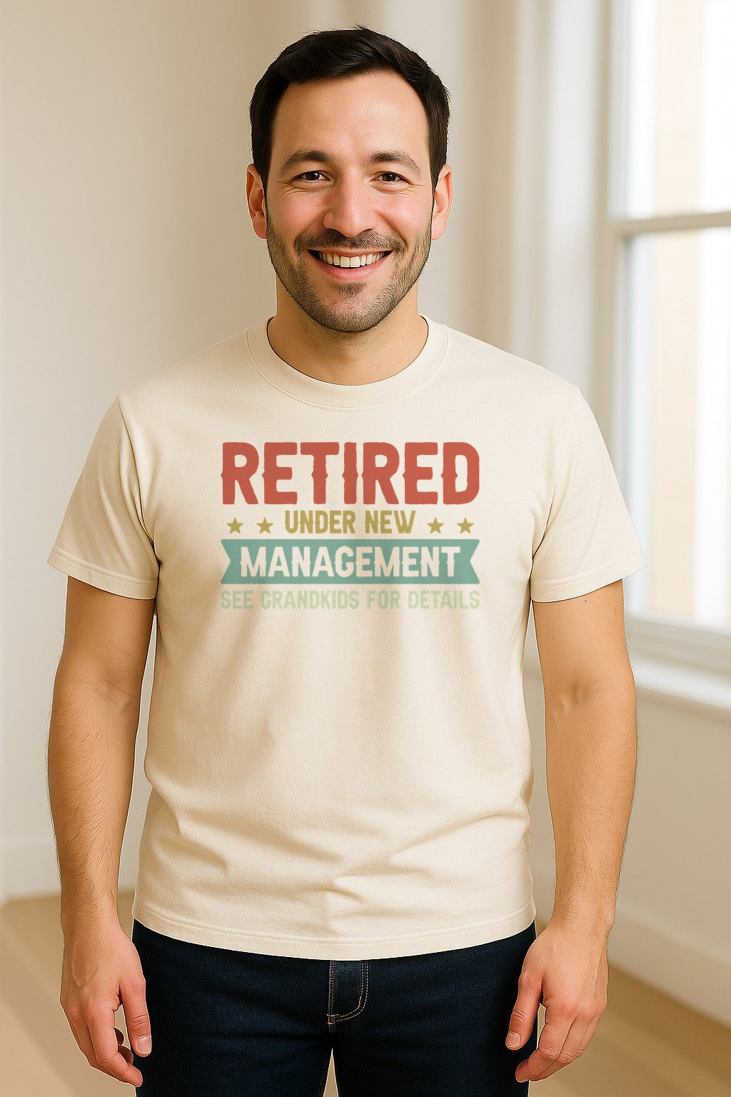 Grandpa T-Shirt, Retired Under New Management Design for Father's Day and Grandfather Gifts
