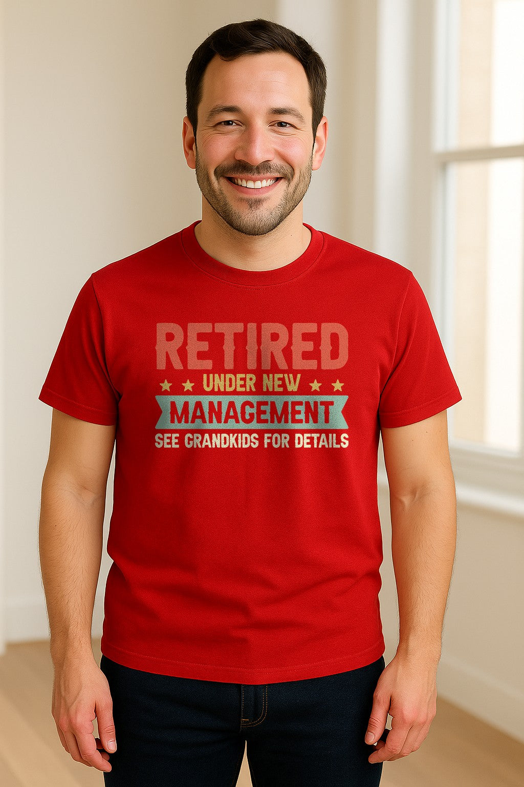 Grandpa T-Shirt, Retired Under New Management Design for Father's Day and Grandfather Gifts