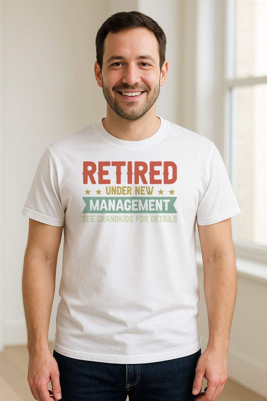 Grandpa T-Shirt, Retired Under New Management Design for Father's Day and Grandfather Gifts