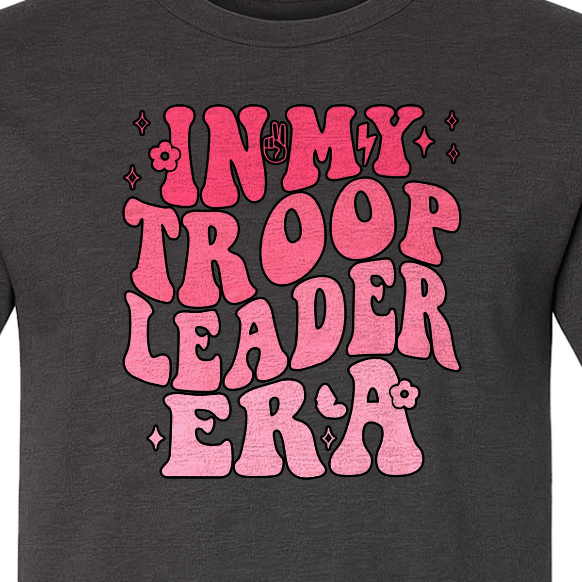 In My Troop Leader Era T-Shirt, Retro Bubbly Lettering Design for Summer Camp and Outdoor Adventure Groups