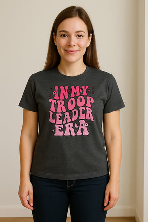 In My Troop Leader Era T-Shirt, Retro Bubbly Lettering Design for Summer Camp and Outdoor Adventure Groups