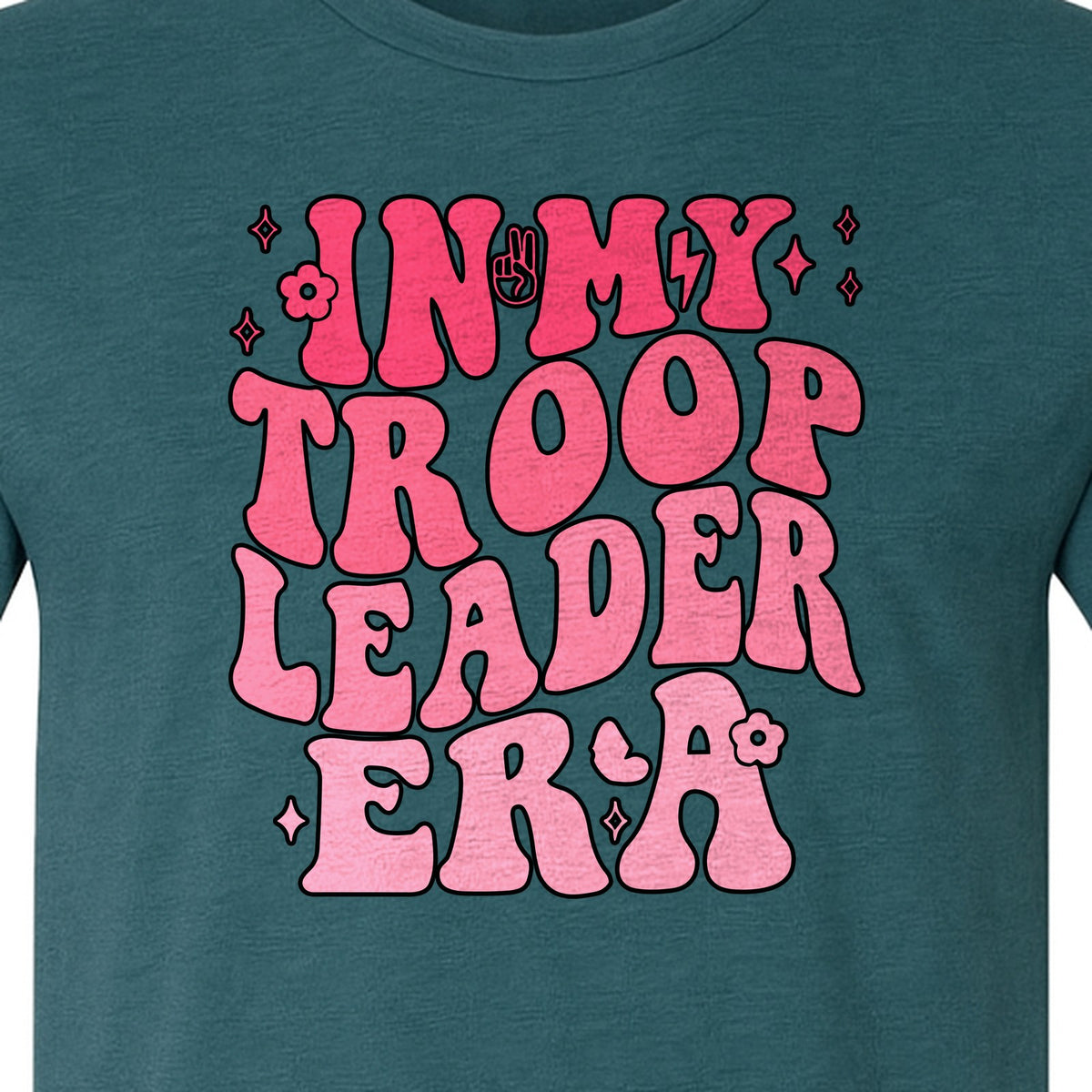 In My Troop Leader Era T-Shirt, Retro Bubbly Lettering Design for Summer Camp and Outdoor Adventure Groups