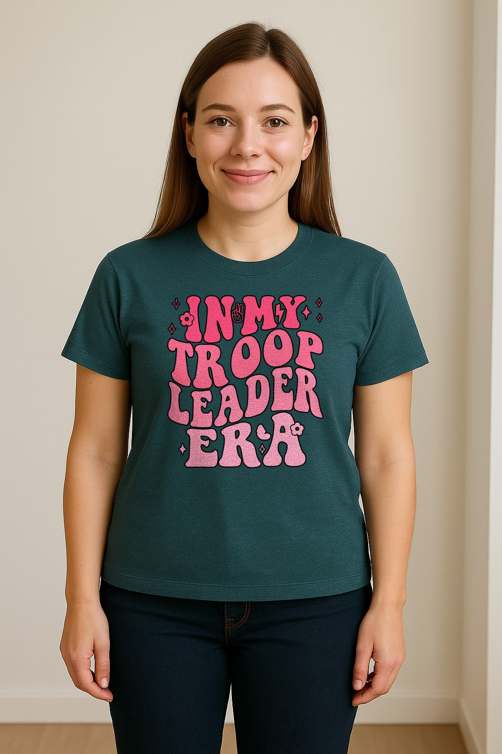 In My Troop Leader Era T-Shirt, Retro Bubbly Lettering Design for Summer Camp and Outdoor Adventure Groups