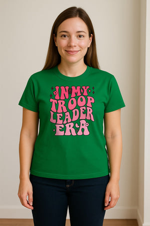 In My Troop Leader Era T-Shirt, Retro Bubbly Lettering Design for Summer Camp and Outdoor Adventure Groups
