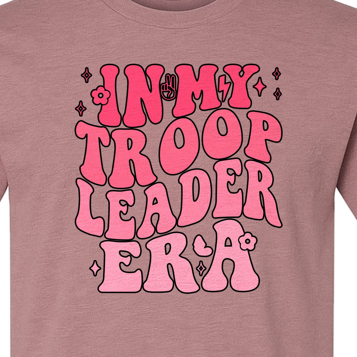 In My Troop Leader Era T-Shirt, Retro Bubbly Lettering Design for Summer Camp and Outdoor Adventure Groups
