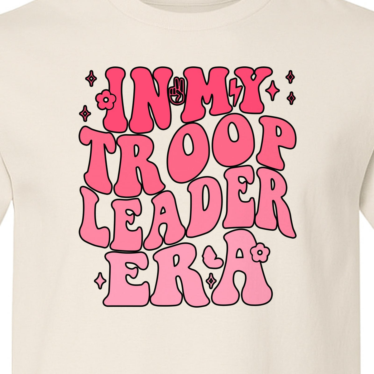 In My Troop Leader Era T-Shirt, Retro Bubbly Lettering Design for Summer Camp and Outdoor Adventure Groups
