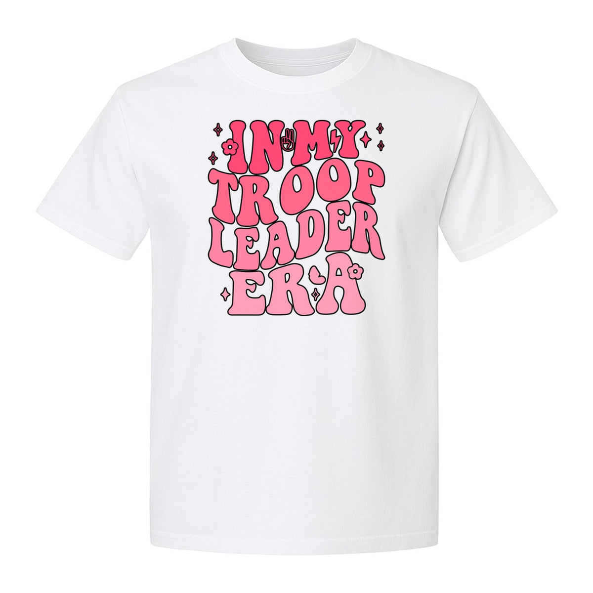 In My Troop Leader Era T-Shirt, Retro Bubbly Lettering Design for Summer Camp and Outdoor Adventure Groups