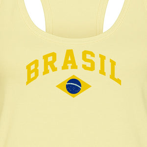 Brazil Flag Women's Racerback Tank Top, Brazilian Heritage Graphic for Cultural Celebrations and Summer Outings