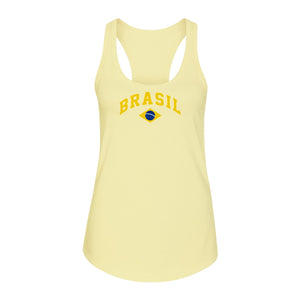 Brazil Flag Women's Racerback Tank Top, Brazilian Heritage Graphic for Cultural Celebrations and Summer Outings