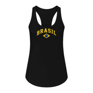 Brazil Flag Women's Racerback Tank Top, Brazilian Heritage Graphic for Cultural Celebrations and Summer Outings