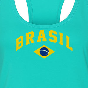 Brazil Flag Women's Racerback Tank Top, Brazilian Heritage Graphic for Cultural Celebrations and Summer Outings