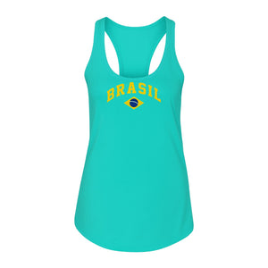 Brazil Flag Women's Racerback Tank Top, Brazilian Heritage Graphic for Cultural Celebrations and Summer Outings
