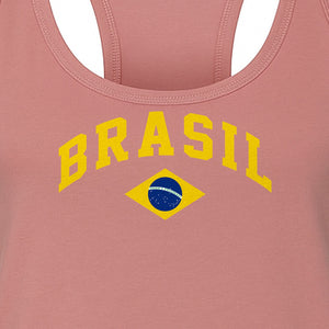 Brazil Flag Women's Racerback Tank Top, Brazilian Heritage Graphic for Cultural Celebrations and Summer Outings