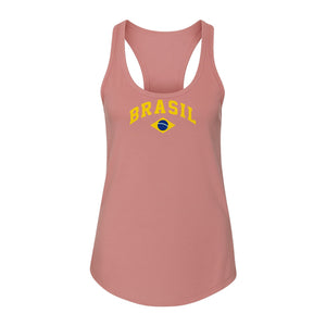 Brazil Flag Women's Racerback Tank Top, Brazilian Heritage Graphic for Cultural Celebrations and Summer Outings
