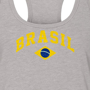 Brazil Flag Women's Racerback Tank Top, Brazilian Heritage Graphic for Cultural Celebrations and Summer Outings