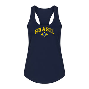 Brazil Flag Women's Racerback Tank Top, Brazilian Heritage Graphic for Cultural Celebrations and Summer Outings