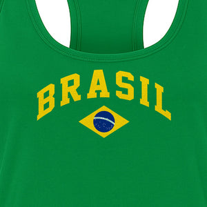 Brazil Flag Women's Racerback Tank Top, Brazilian Heritage Graphic for Cultural Celebrations and Summer Outings
