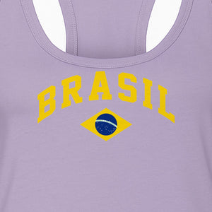 Brazil Flag Women's Racerback Tank Top, Brazilian Heritage Graphic for Cultural Celebrations and Summer Outings