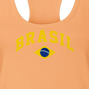 Brazil Flag Women's Racerback Tank Top, Brazilian Heritage Graphic for Cultural Celebrations and Summer Outings