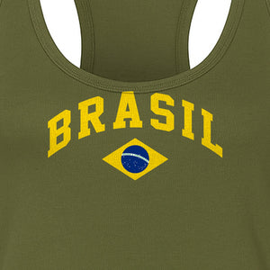 Brazil Flag Women's Racerback Tank Top, Brazilian Heritage Graphic for Cultural Celebrations and Summer Outings