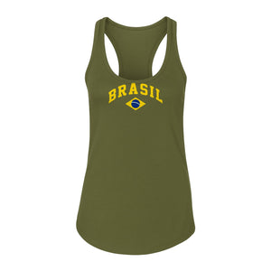 Brazil Flag Women's Racerback Tank Top, Brazilian Heritage Graphic for Cultural Celebrations and Summer Outings