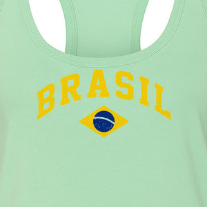 Brazil Flag Women's Racerback Tank Top, Brazilian Heritage Graphic for Cultural Celebrations and Summer Outings