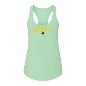 Brazil Flag Women's Racerback Tank Top, Brazilian Heritage Graphic for Cultural Celebrations and Summer Outings