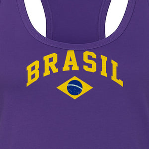 Brazil Flag Women's Racerback Tank Top, Brazilian Heritage Graphic for Cultural Celebrations and Summer Outings