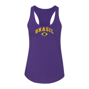Brazil Flag Women's Racerback Tank Top, Brazilian Heritage Graphic for Cultural Celebrations and Summer Outings