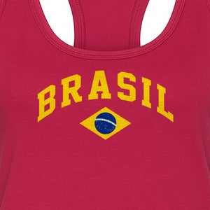 Brazil Flag Women's Racerback Tank Top, Brazilian Heritage Graphic for Cultural Celebrations and Summer Outings