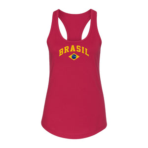 Brazil Flag Women's Racerback Tank Top, Brazilian Heritage Graphic for Cultural Celebrations and Summer Outings