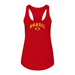 Brazil Flag Women's Racerback Tank Top, Brazilian Heritage Graphic for Cultural Celebrations and Summer Outings