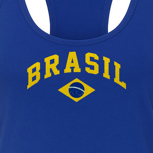 Brazil Flag Women's Racerback Tank Top, Brazilian Heritage Graphic for Cultural Celebrations and Summer Outings