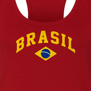 Brazil Flag Women's Racerback Tank Top, Brazilian Heritage Graphic for Cultural Celebrations and Summer Outings