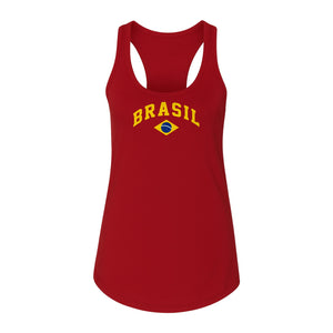 Brazil Flag Women's Racerback Tank Top, Brazilian Heritage Graphic for Cultural Celebrations and Summer Outings