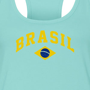 Brazil Flag Women's Racerback Tank Top, Brazilian Heritage Graphic for Cultural Celebrations and Summer Outings