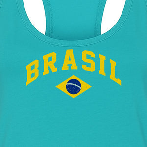 Brazil Flag Women's Racerback Tank Top, Brazilian Heritage Graphic for Cultural Celebrations and Summer Outings