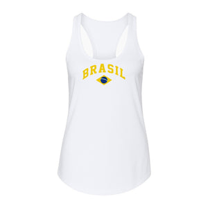 Brazil Flag Women's Racerback Tank Top, Brazilian Heritage Graphic for Cultural Celebrations and Summer Outings