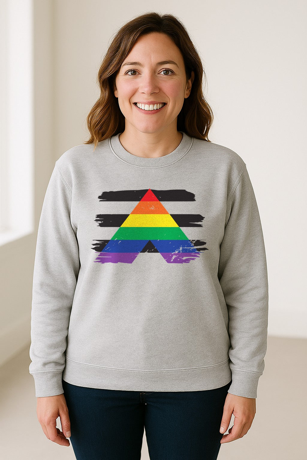 Rainbow Ally Sweatshirt, LGBTQ Pride Support Crewneck for Allies, Community Events and Everyday Wear