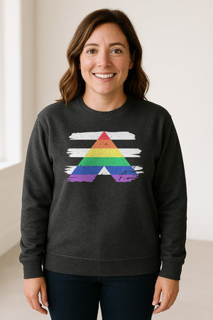 Rainbow Ally Sweatshirt, LGBTQ Pride Support Crewneck for Allies, Community Events and Everyday Wear