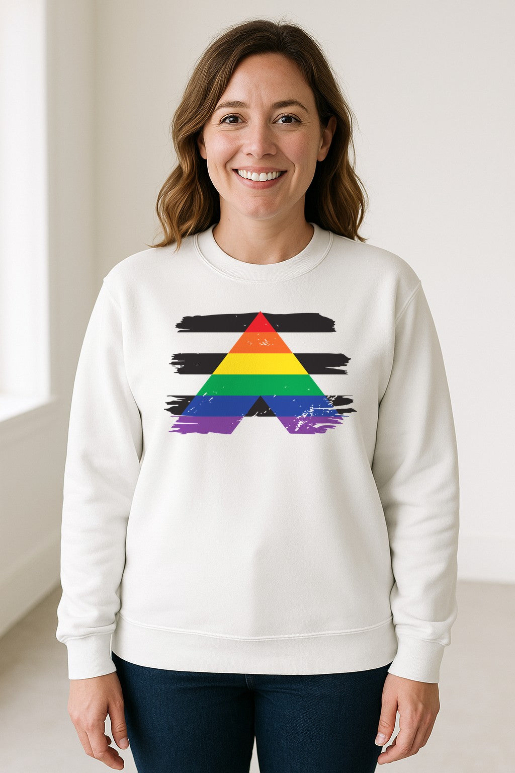 Rainbow Ally Sweatshirt, LGBTQ Pride Support Crewneck for Allies, Community Events and Everyday Wear