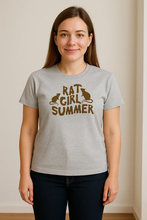 Rat Girl Summer T-Shirt, Funny Rodent Silhouettes Graphic for Pet Owners and Animal Enthusiasts