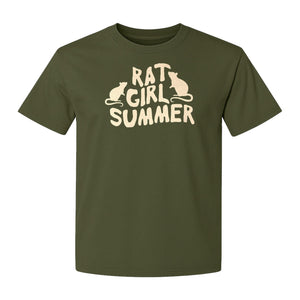 Rat Girl Summer T-Shirt, Funny Rodent Silhouettes Graphic for Pet Owners and Animal Enthusiasts